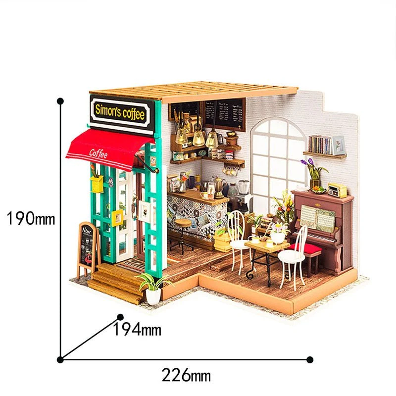 1:24 DIY Wooden Miniature Dollhouse Model Kit - Coffee Shop - Image 3