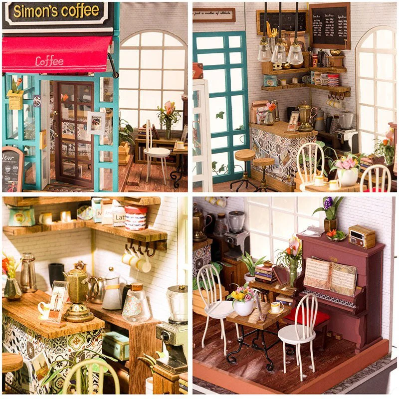 1:24 DIY Wooden Miniature Dollhouse Model Kit - Coffee Shop - Image 4