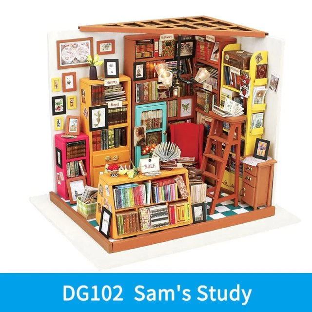 1:24 DIY Wooden Miniature Dollhouse Model Kit - Study - Image 4