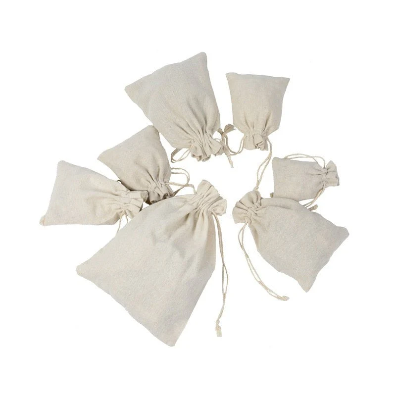 10 x Cotton Linen Drawstring Gift Bag Santa Sacks Blanks - Image 4