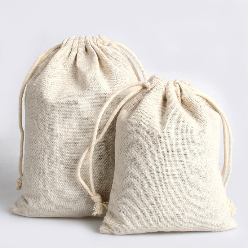 10 x Cotton Linen Drawstring Gift Bag Santa Sacks Blanks - Image 6