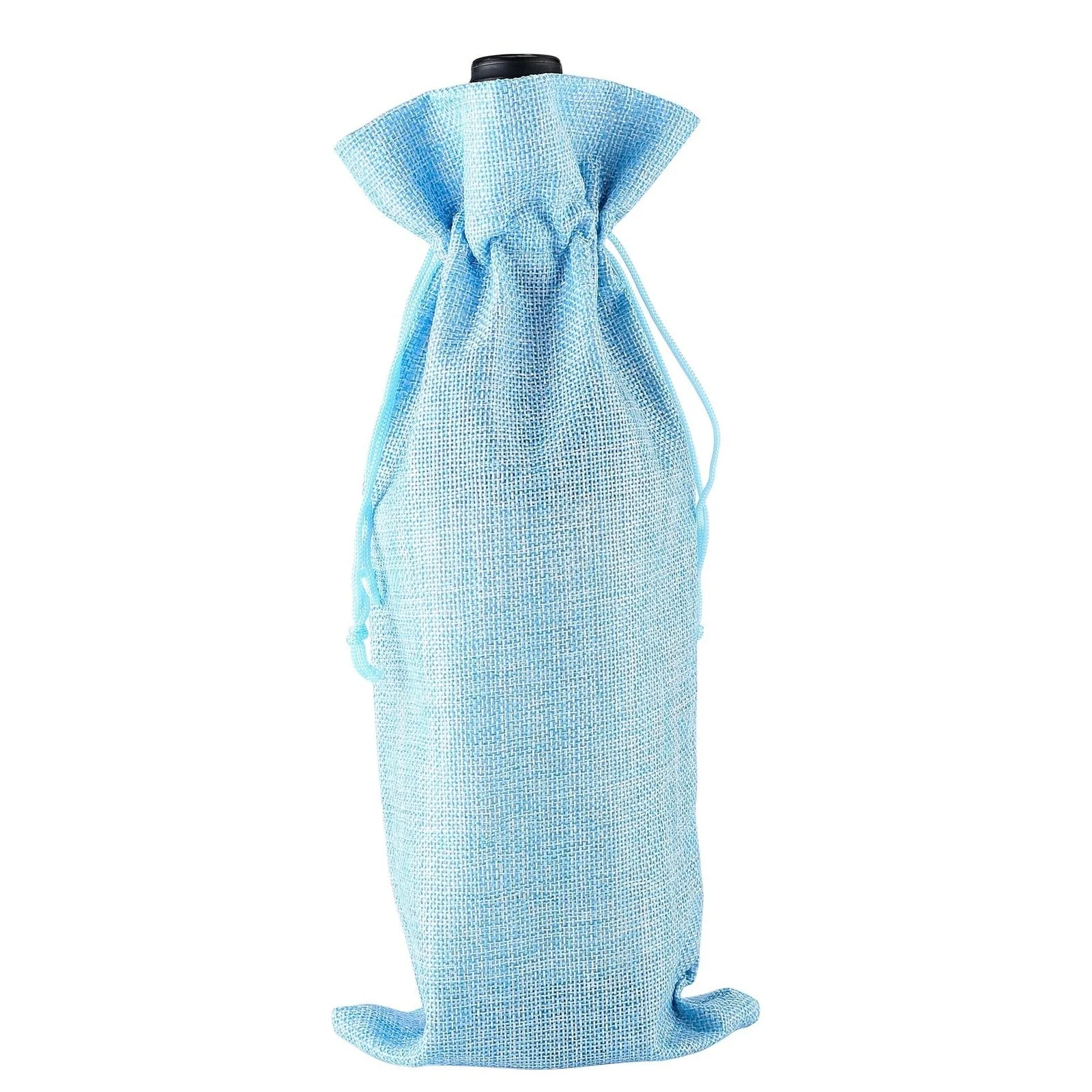 10 x Linen Wine Bottle Bags with Drawstring - Image 12