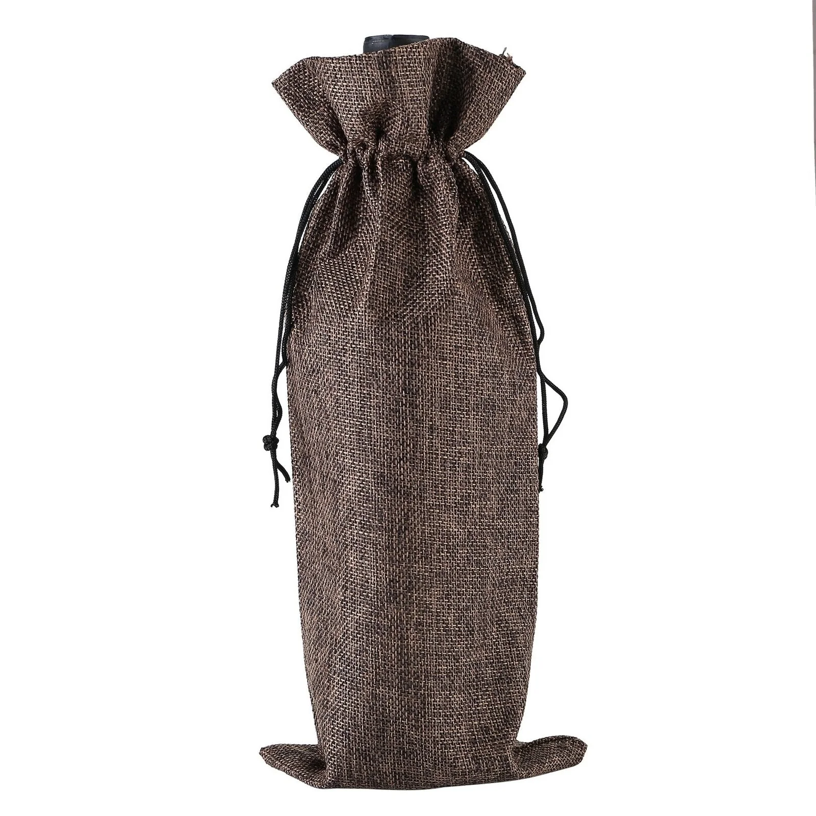 10 x Linen Wine Bottle Bags with Drawstring - Image 13