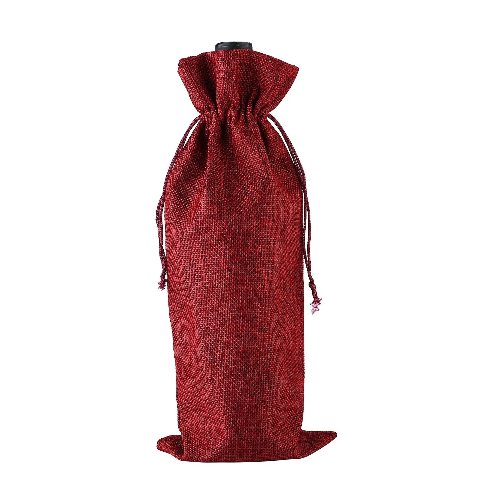 10 x Linen Wine Bottle Bags with Drawstring - Image 7
