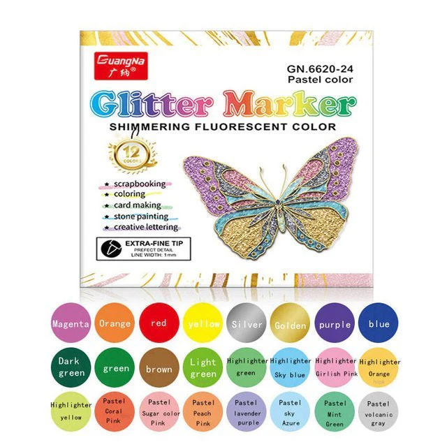 12/24 Fine Tip Glitter Acrylic Markers - Image 4