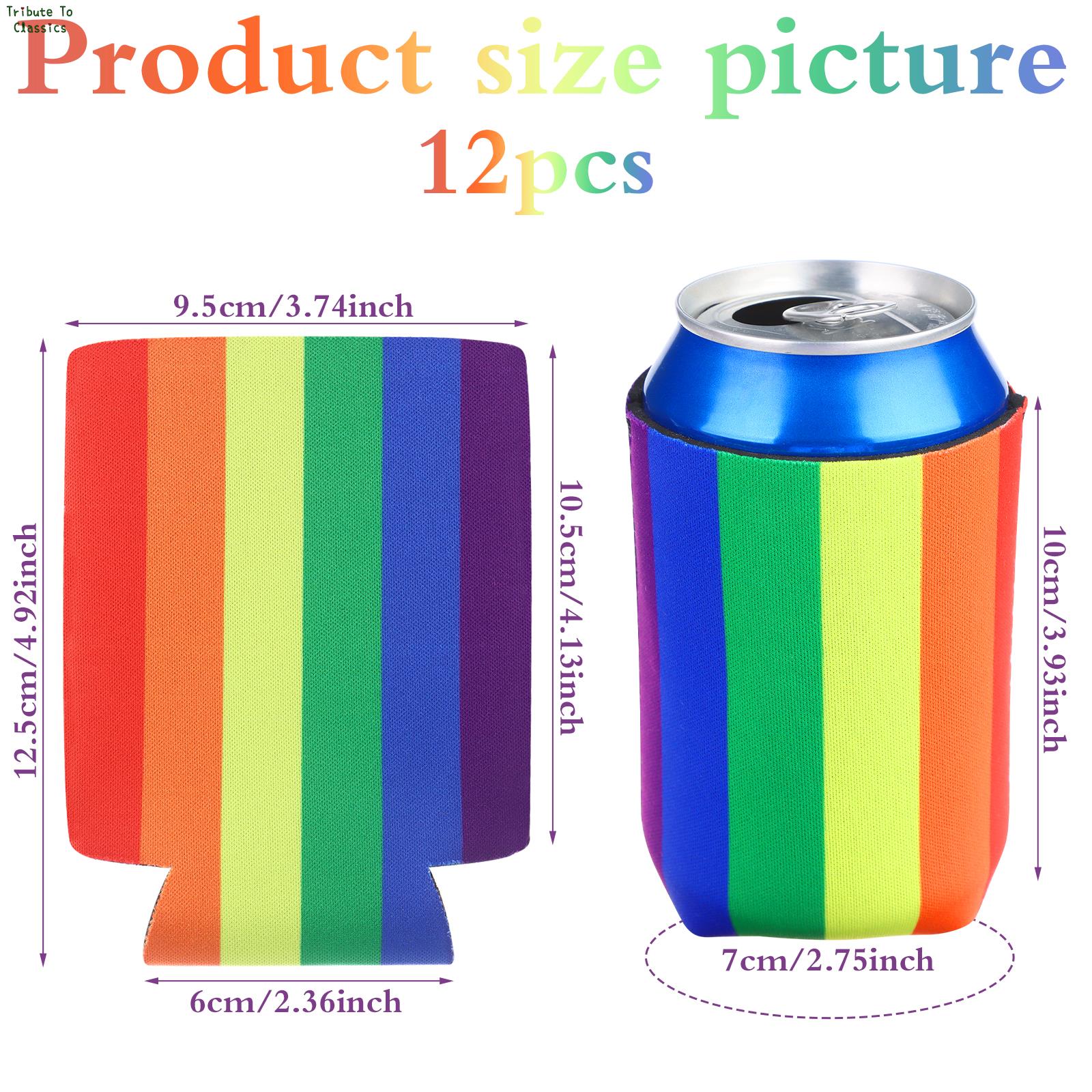 12 Pack Rainbow Striped Beer Can Coolers Neoprene - Image 8
