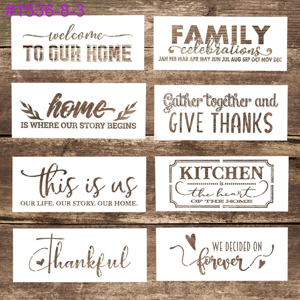 15x 36cm Craft Letter Quote Stencils Set 8 pcs - Image 4