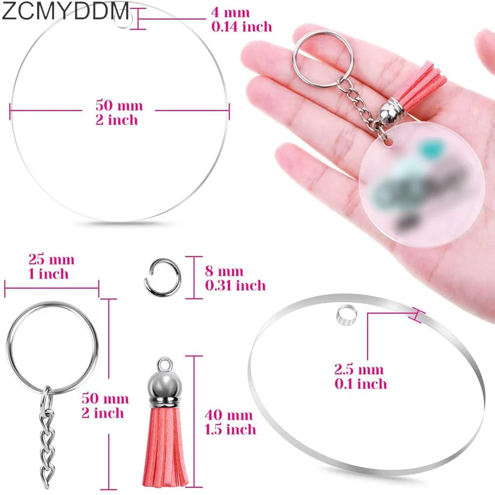 30 x Clear Acrylic Key Ring Sets - Rectangle - Image 3