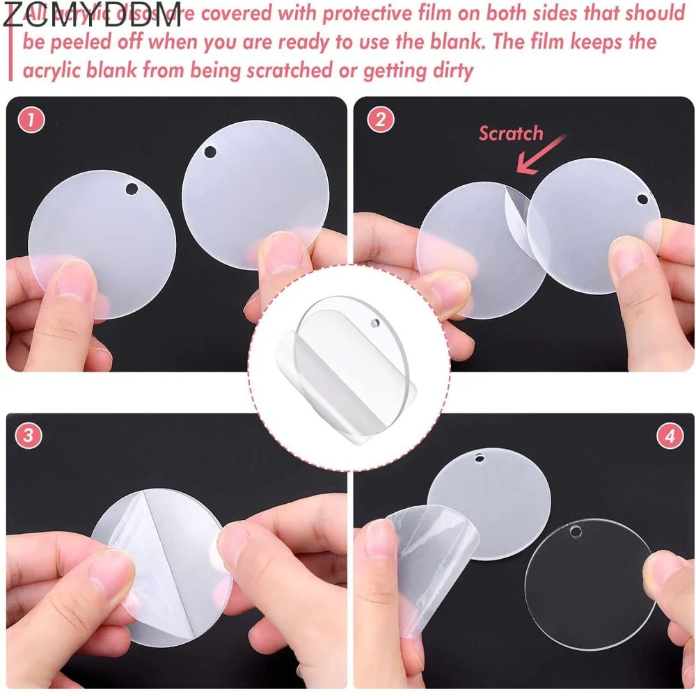 30 x Clear Acrylic Key Ring Sets - Square - Image 6