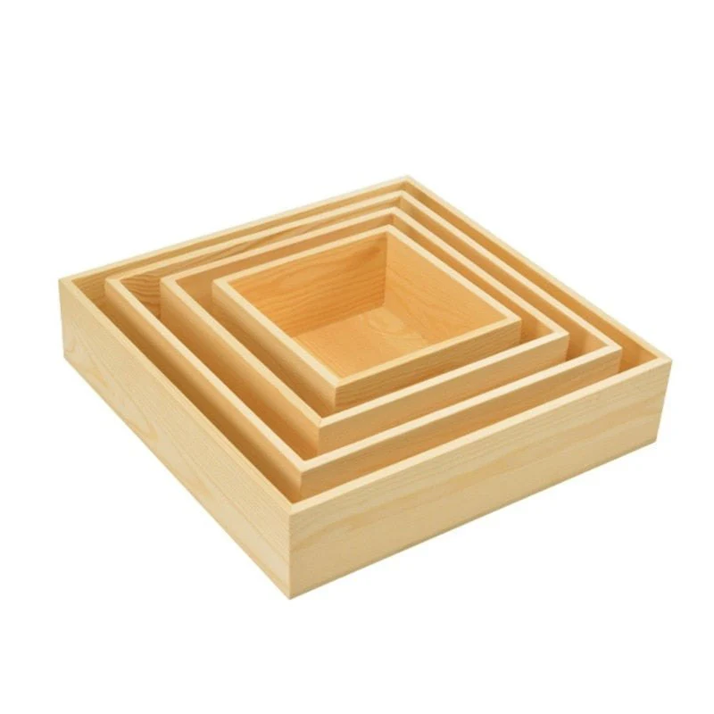 4 Pack of Nestled Wood Organiser Tray / Storage Box - Image 3