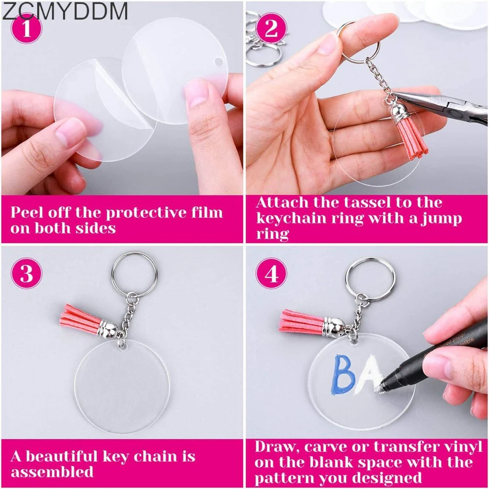 48 x Clear Acrylic Key Ring Sets - Image 4