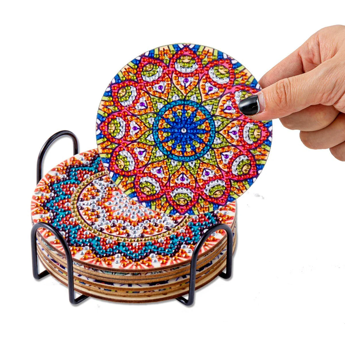 6pc/Sets Diamond Painting Coasters Kits With Holder - Rich Mandalas - Image 9