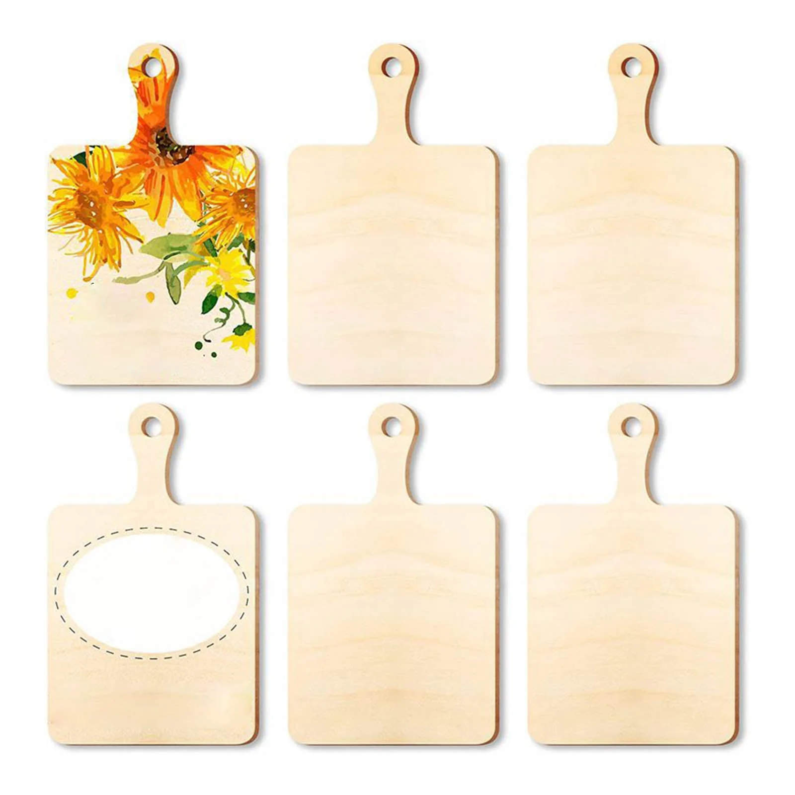 Decorative Wooden Paddle Chopping Board Blanks 6Pcs/Set - Image 7