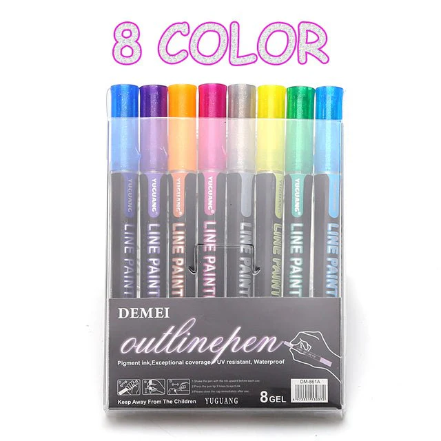 8 /12 Pcs Double Outline Paint Marker - Image 3