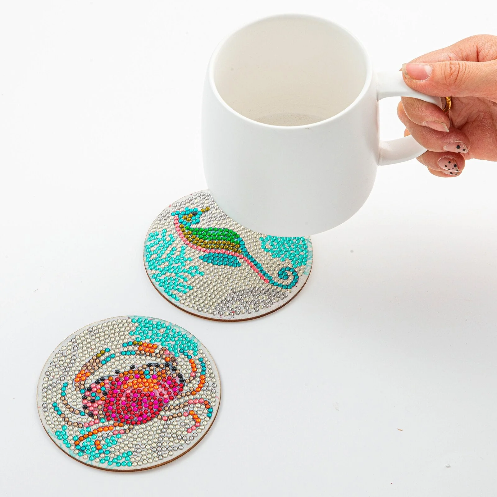 8pc/Sets Diamond Painting Coasters Kits With Holder - Colours Under the Sea - Image 4