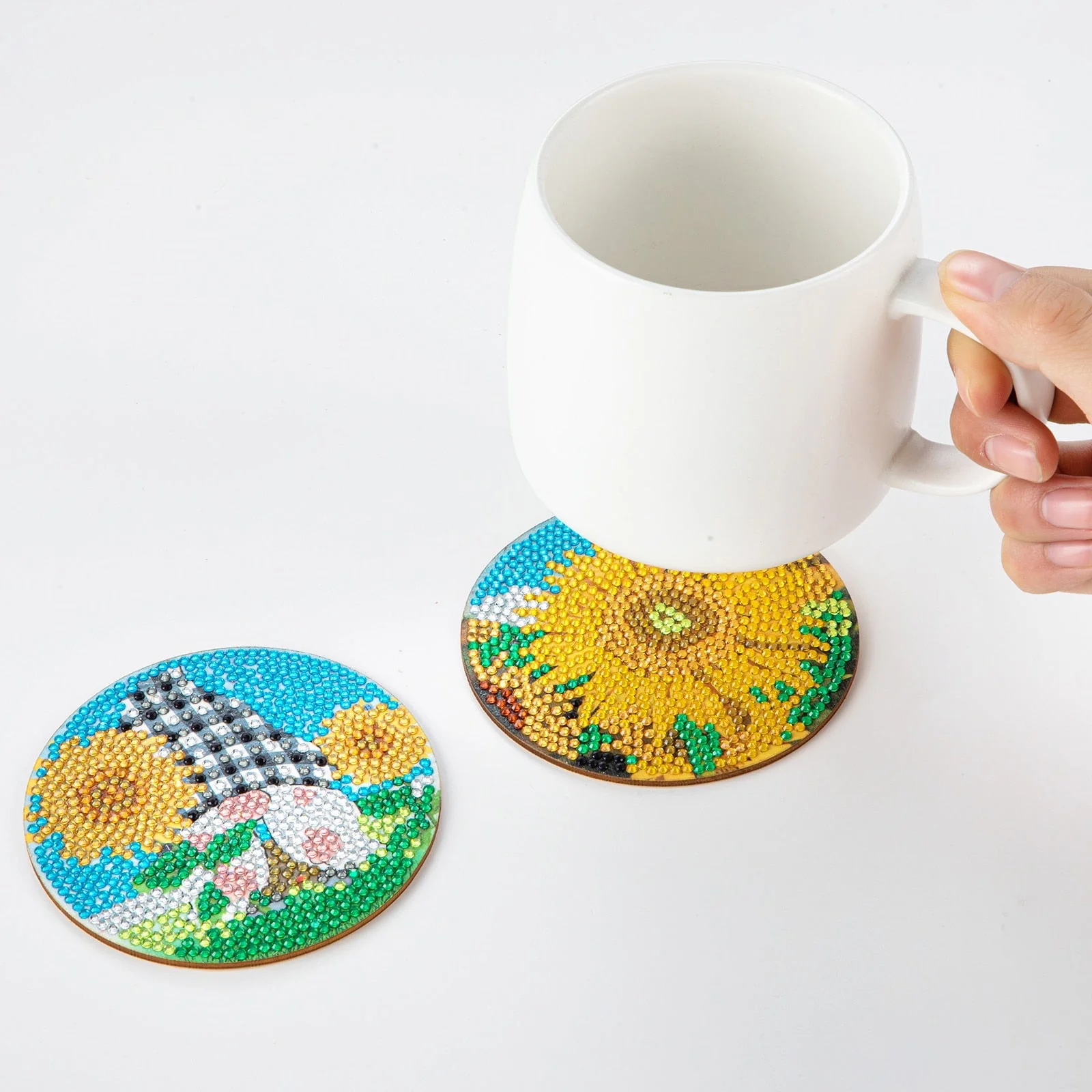 8pc/Sets Diamond Painting Coasters Kits With Holder - Sunflowers - Image 3