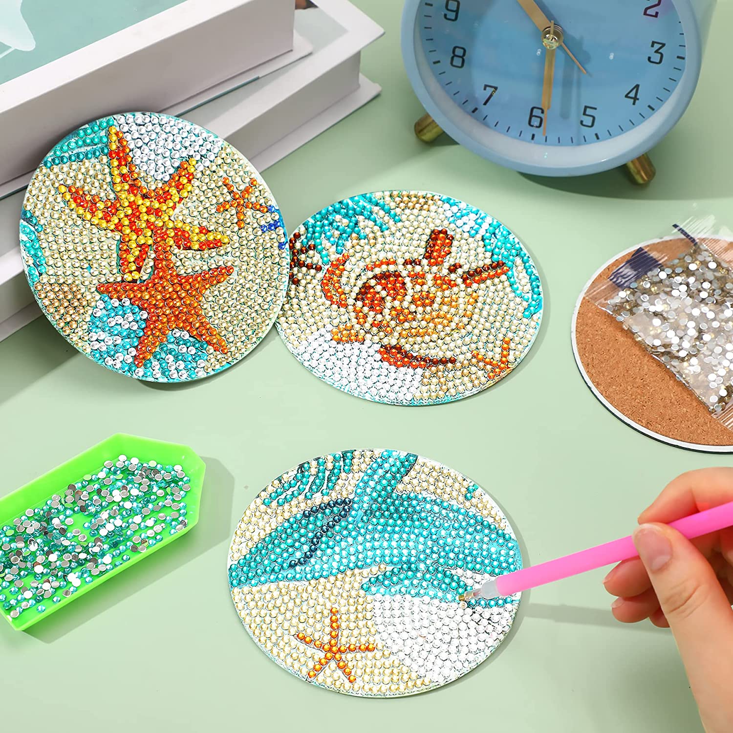 8pc/Sets Diamond Painting Coasters Kits With Holder - Tropical Under the Sea - Image 5