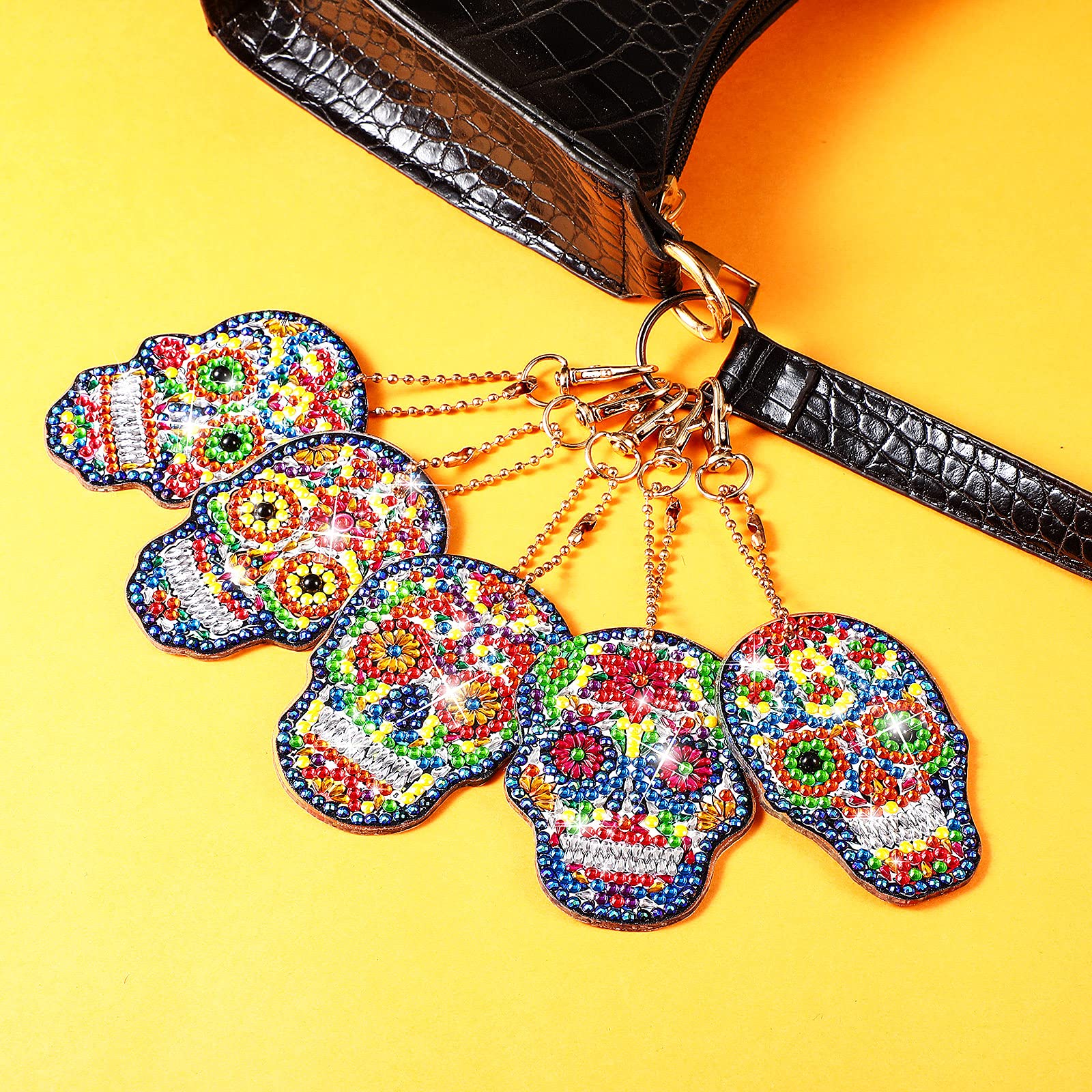 9Pcs Halloween 5D Diamond Painting Keychain Pendant Craft Kit - Image 4