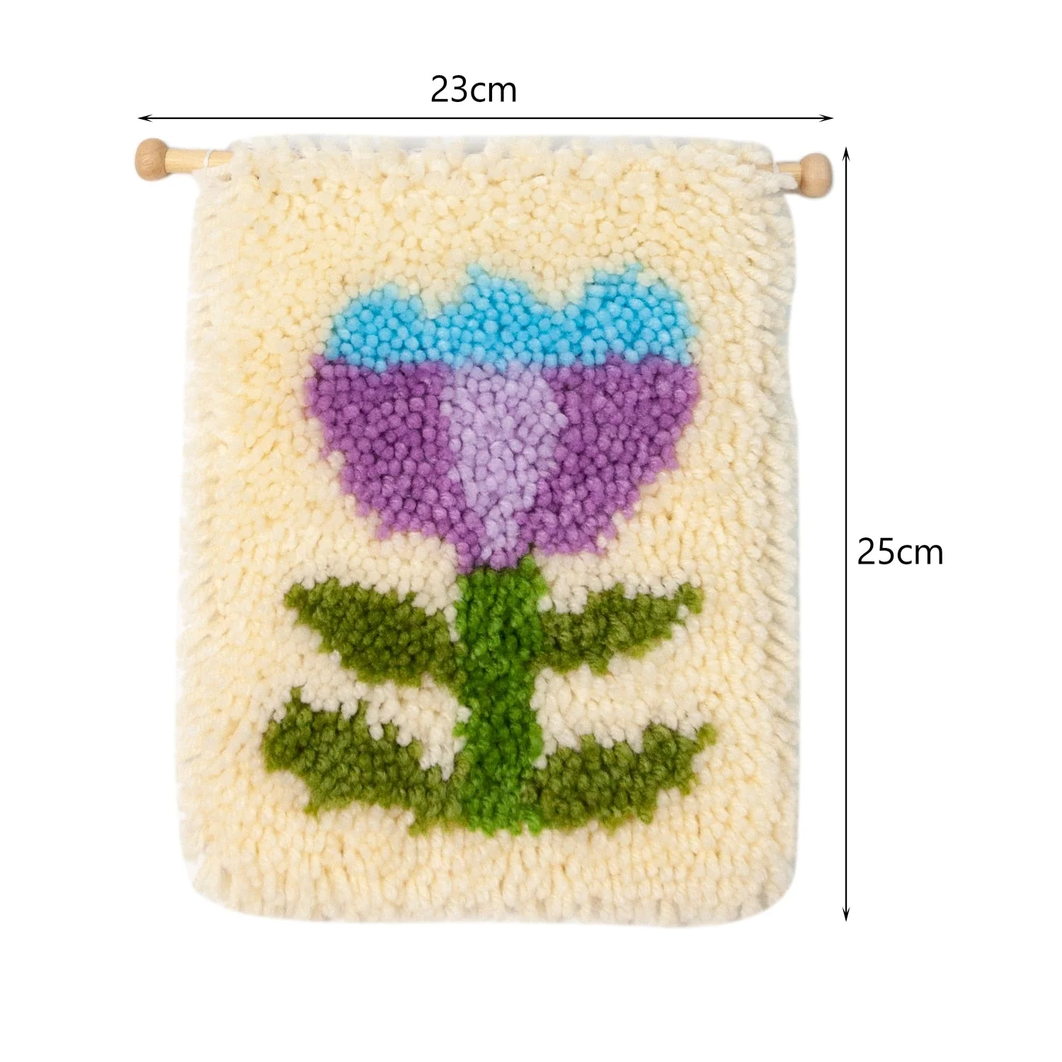 Beginner Mini Latch Hook Wall Hanging Kit Floral Series - Purple Tulip - Image 6