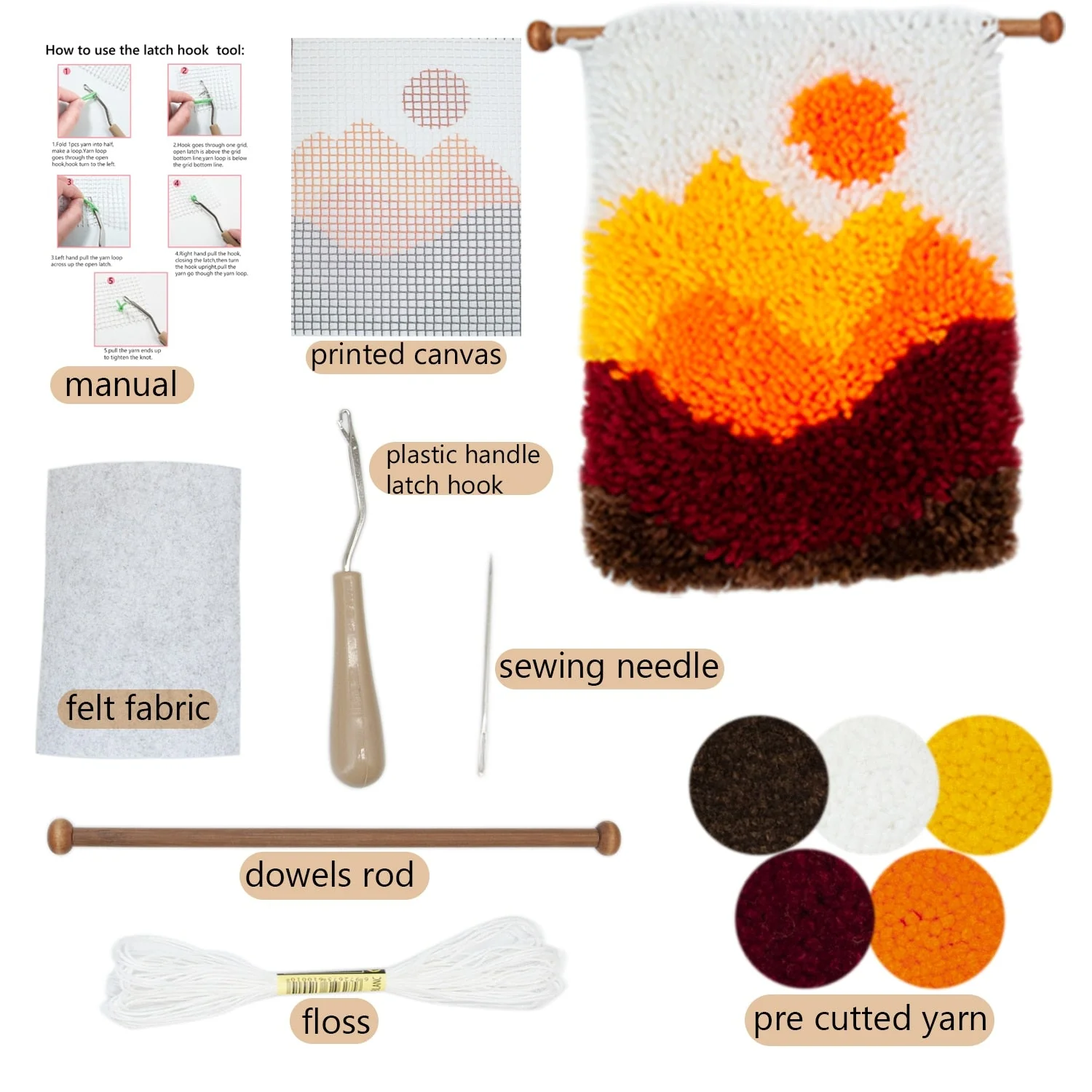 Beginner Mini Latch Hook Wall Hanging Kit Scenery Series - Beach Sunset - Image 5