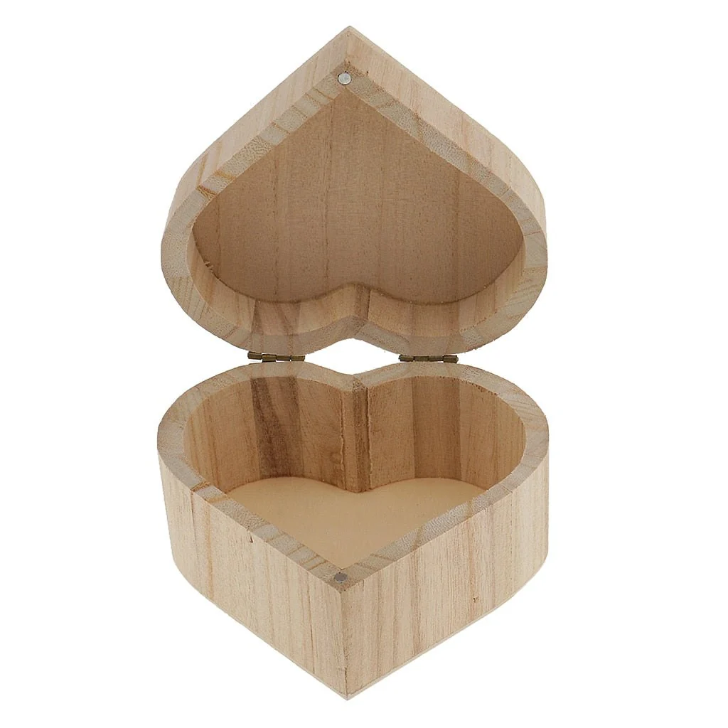Blank Heart Shape Wooden Jewelry Gift Box - Image 4