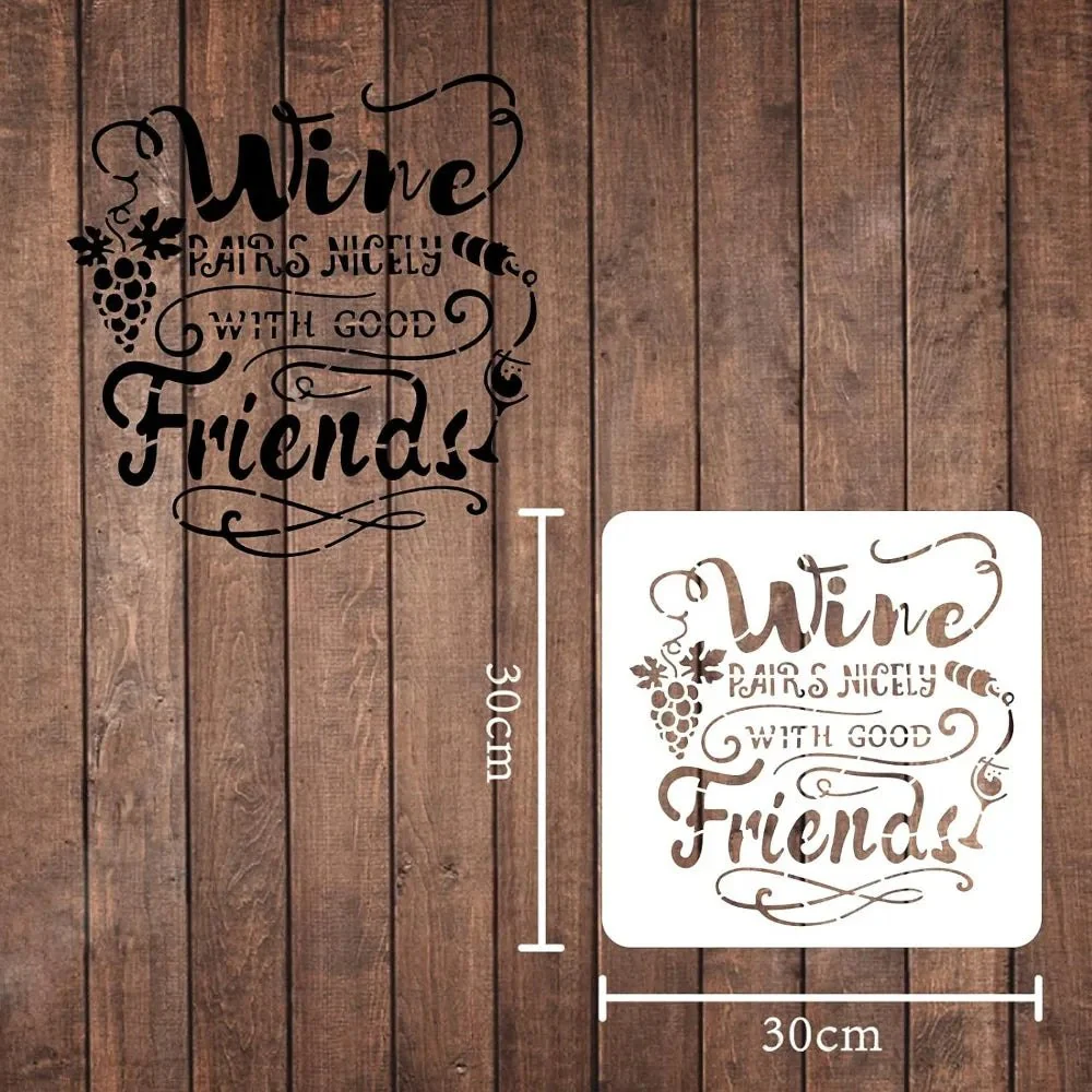 Craft Reusable Painting Stencils 30 x 30cm - Wine Pairs Nicely With Good Food - Image 3