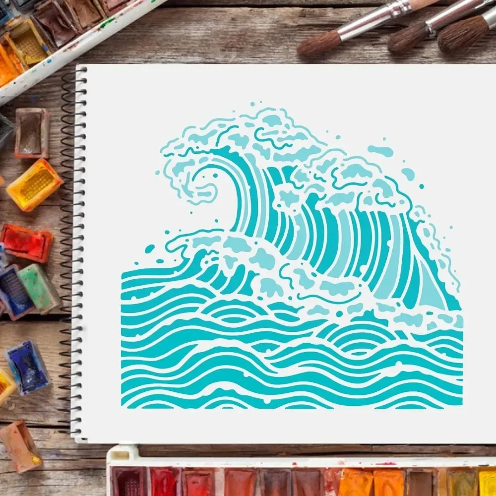 Craft Reusable Painting Stencils 30cm x 30cm - Beach Waves - Image 4
