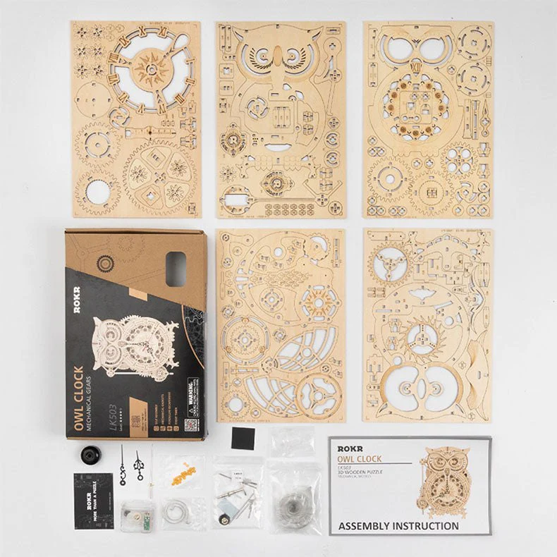 DIY 3D Wooden Owl Clock Model Kit - Image 12