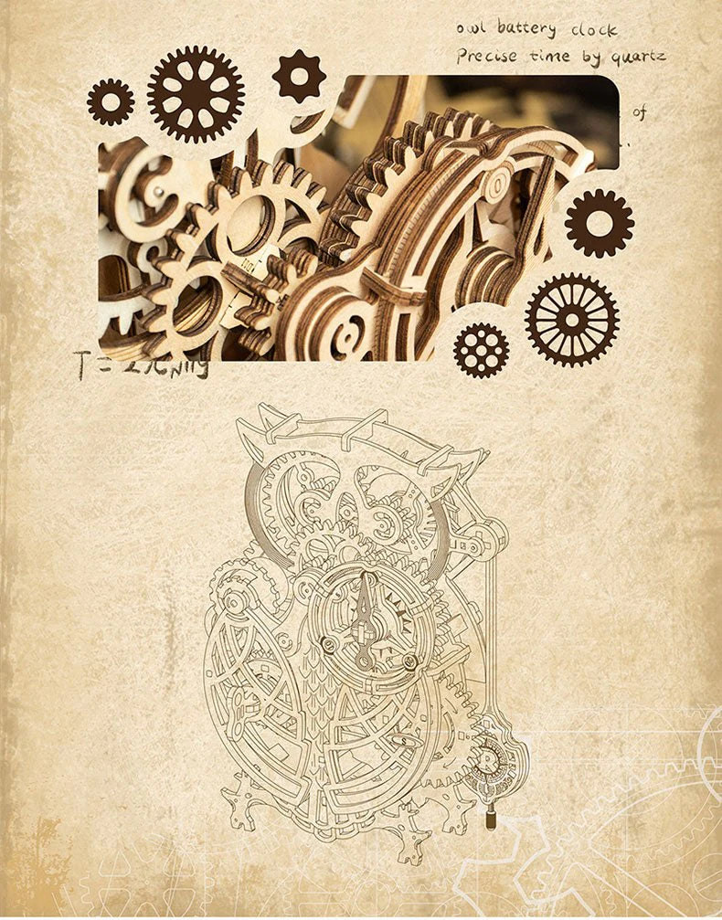 DIY 3D Wooden Owl Clock Model Kit - Image 13
