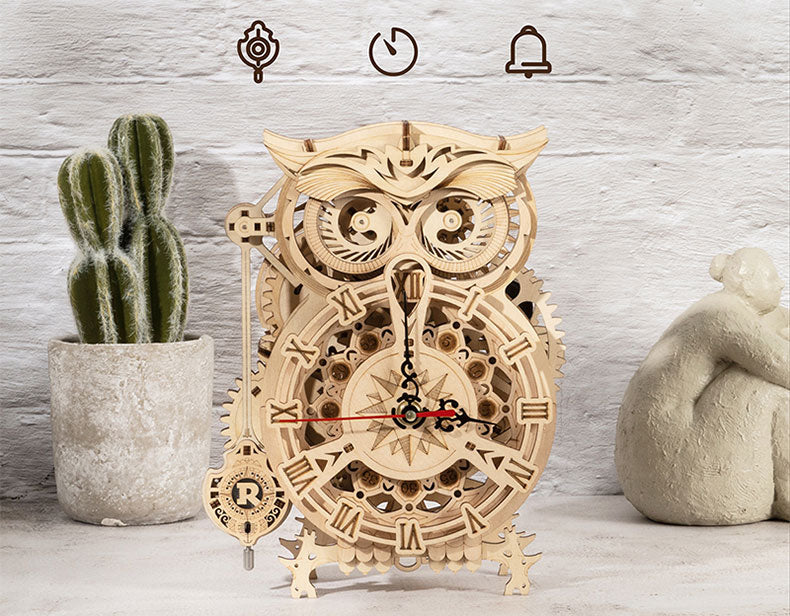 DIY 3D Wooden Owl Clock Model Kit - Image 3