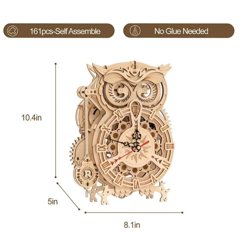 DIY 3D Wooden Owl Clock Model Kit - Image 6