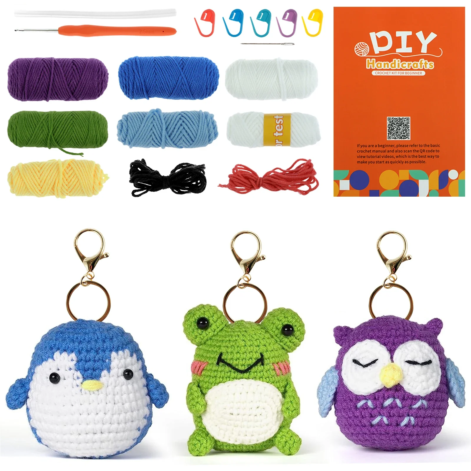 DIY 3Pcs Beginners Crochet Knitting Kit - Animals - Image 4