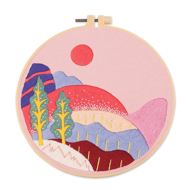 DIY Embroidery Kit - Pink Mountains Range - Image 3