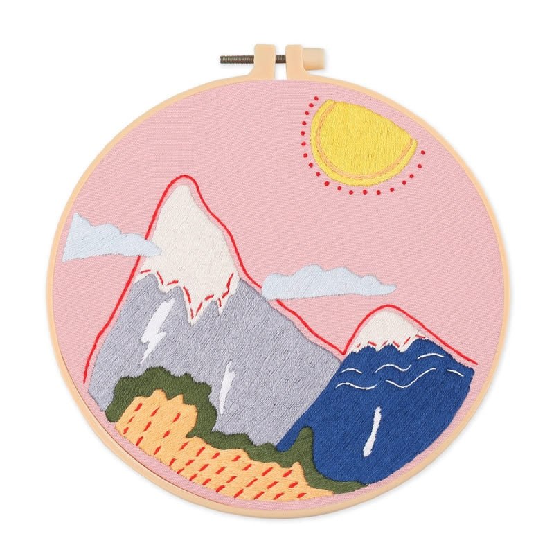 DIY Embroidery Kit - Pink Mountains Range - Image 4