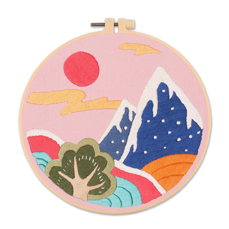 DIY Embroidery Kit - Pink Mountains Range - Image 6