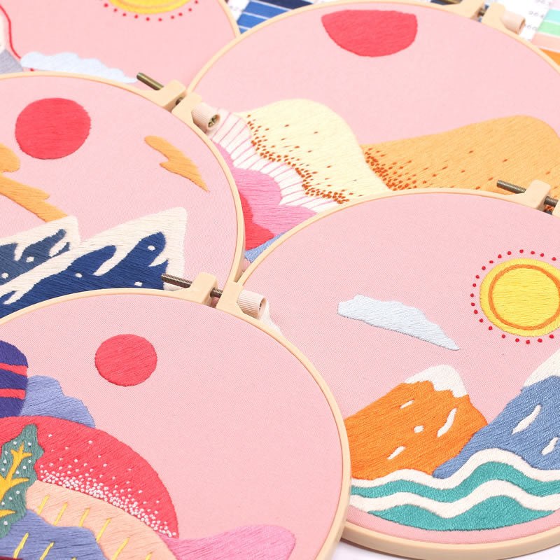 DIY Embroidery Kit - Pink Mountains Range - Image 7