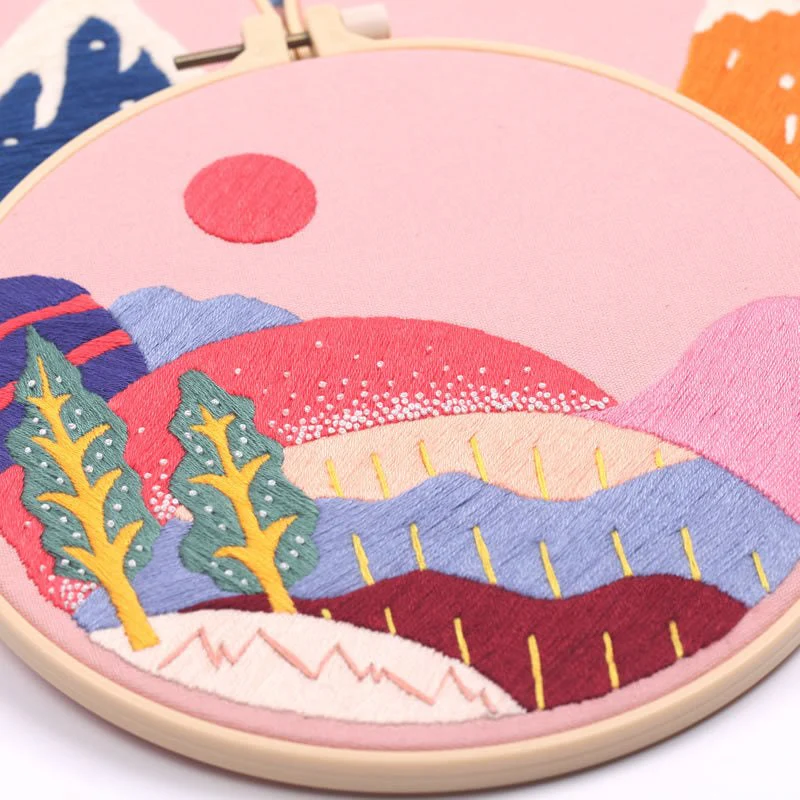 DIY Embroidery Kit - Pink Mountains Range - Image 8