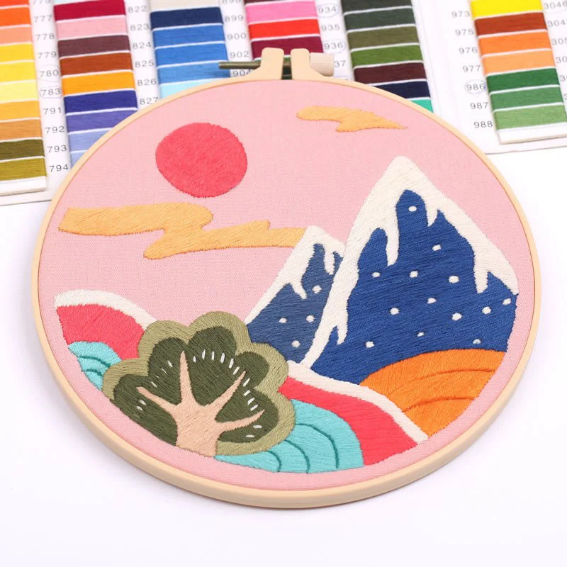 DIY Embroidery Kit - Pink Mountains Range - Image 9