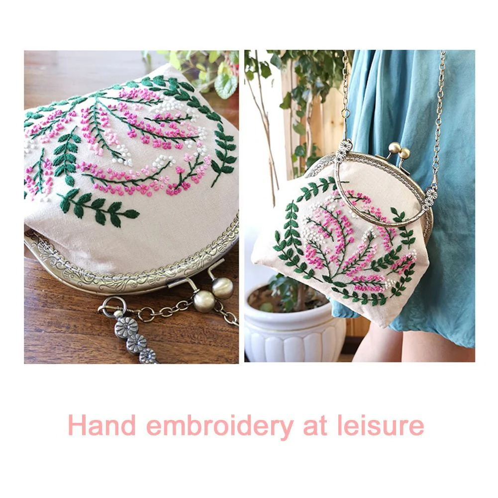 DIY Embroidery Purse Bag Kit - Black Flowers - Image 5