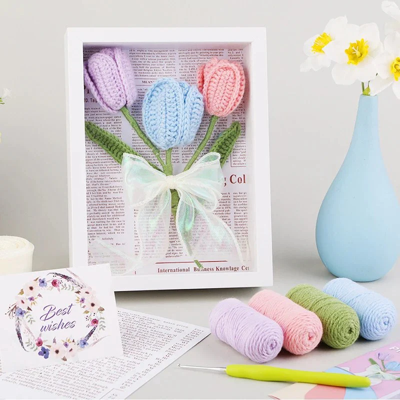 DIY Flower Crochet DIsplay Frame Kit - Tulips - Image 5