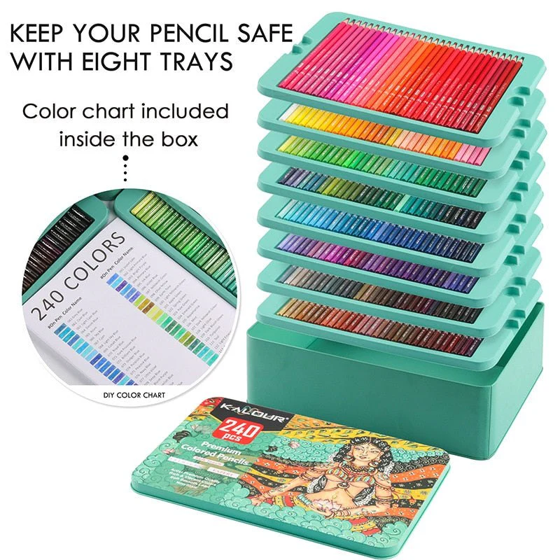 Kalour 240 Artist Professional Coloured Pencils Set - Image 8