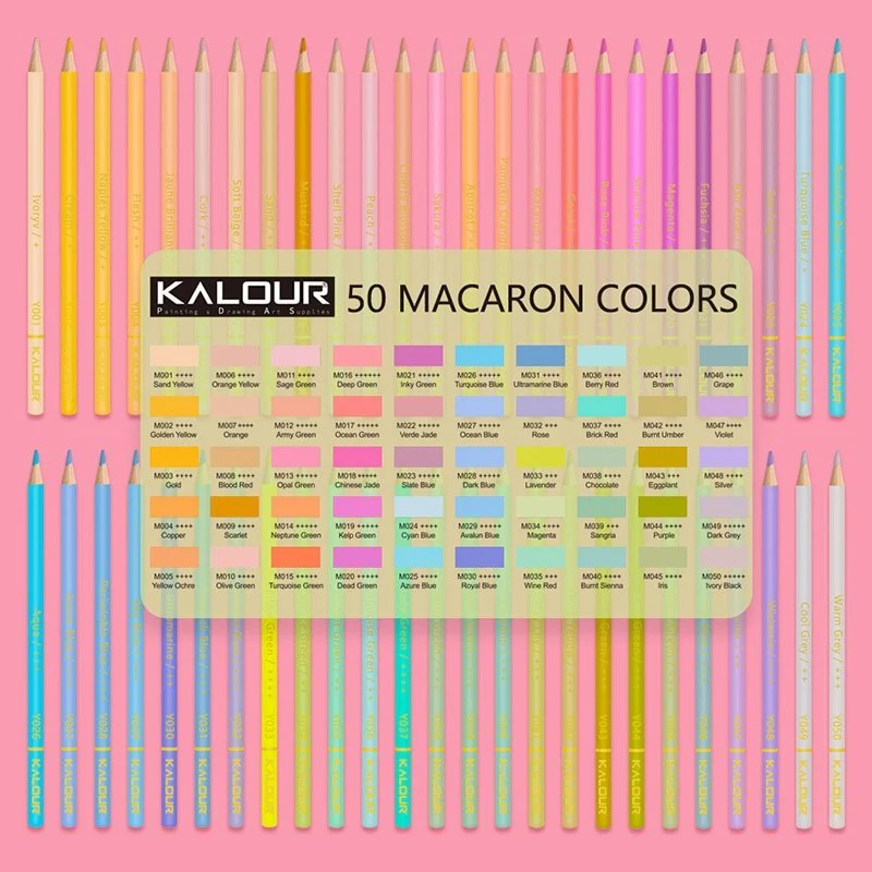 KALOUR 50 Macaron Professional Colour Pencil Set - Image 5