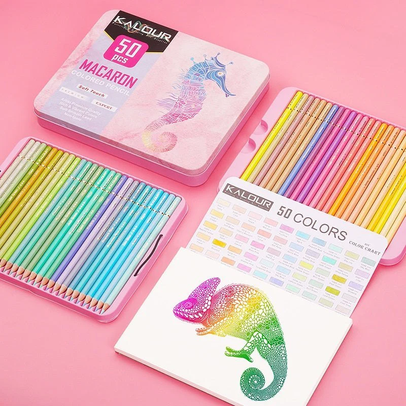 KALOUR 50 Macaron Professional Colour Pencil Set - Image 8