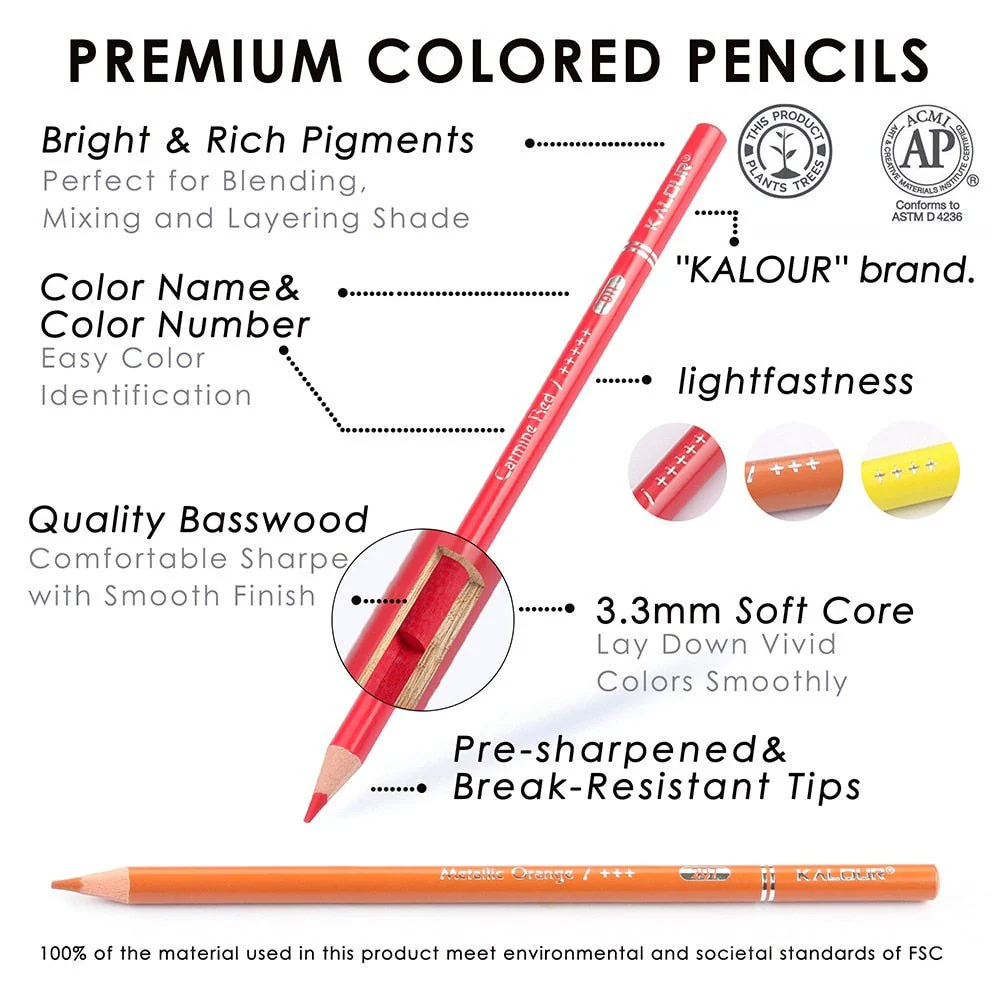 KALOUR Professional Drawing 120 Coloured Pencil Set - Image 7