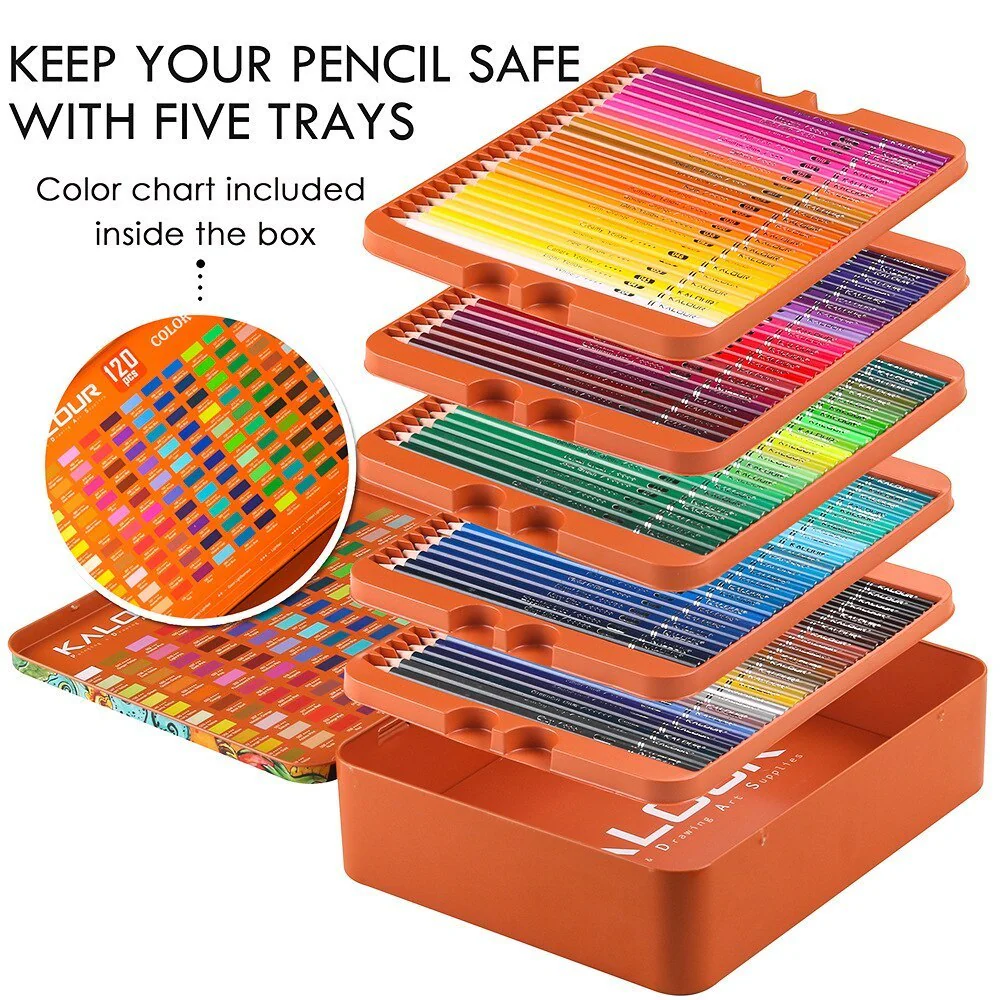 KALOUR Professional Drawing 120 Coloured Pencil Set - Image 8