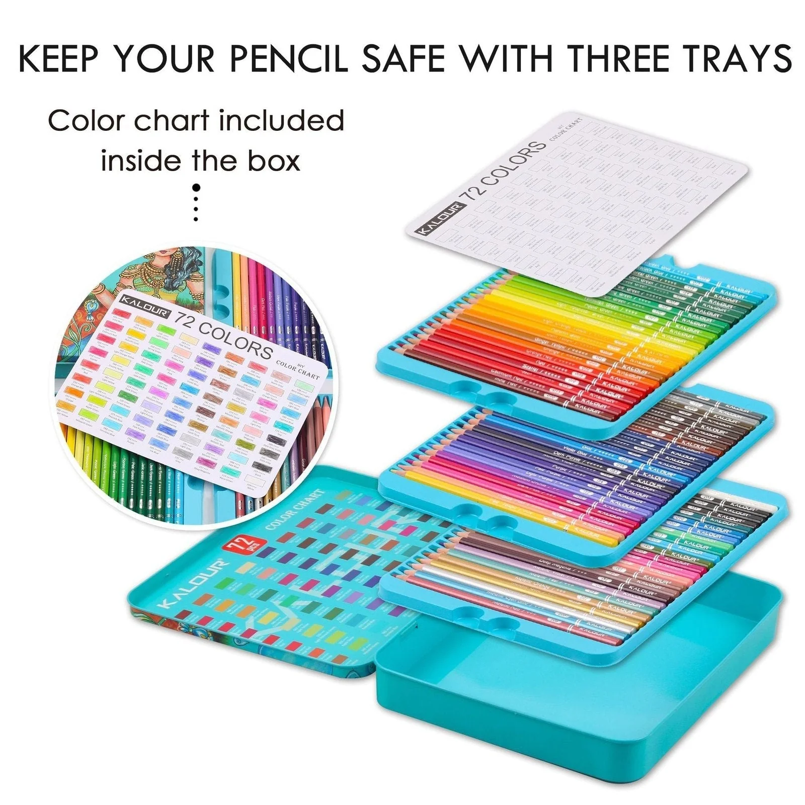 KALOUR Professional Drawing 72 Coloured Pencil Set - Image 3