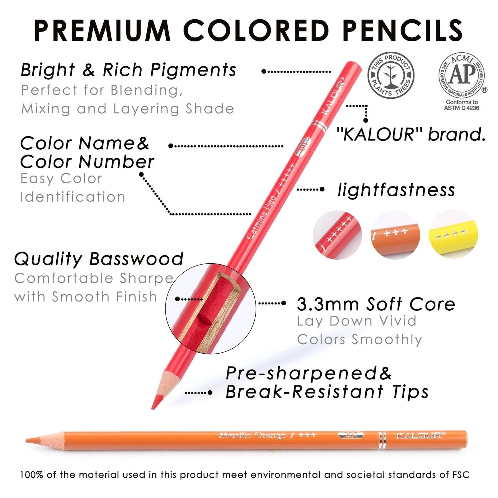 KALOUR Professional Drawing 72 Coloured Pencil Set - Image 4