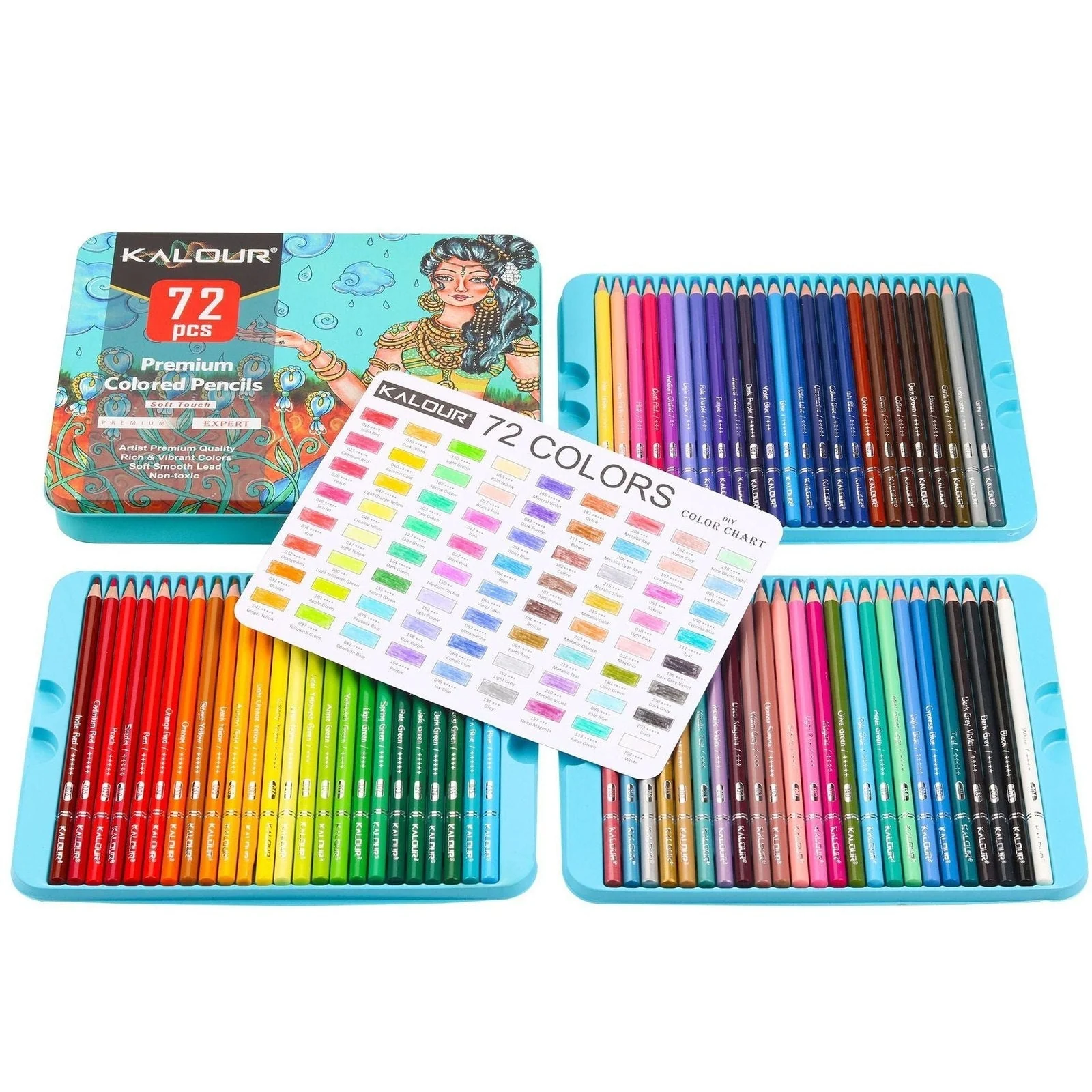 KALOUR Professional Drawing 72 Coloured Pencil Set - Image 7