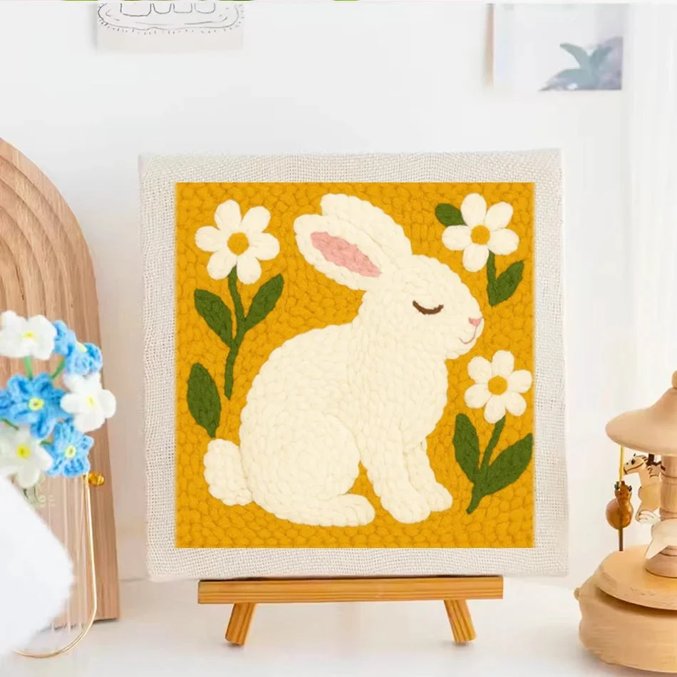 Punch Needle Embroidery Starter Kits With Frame 25cm x 25cm - Rebecca Rabbit - Image 3