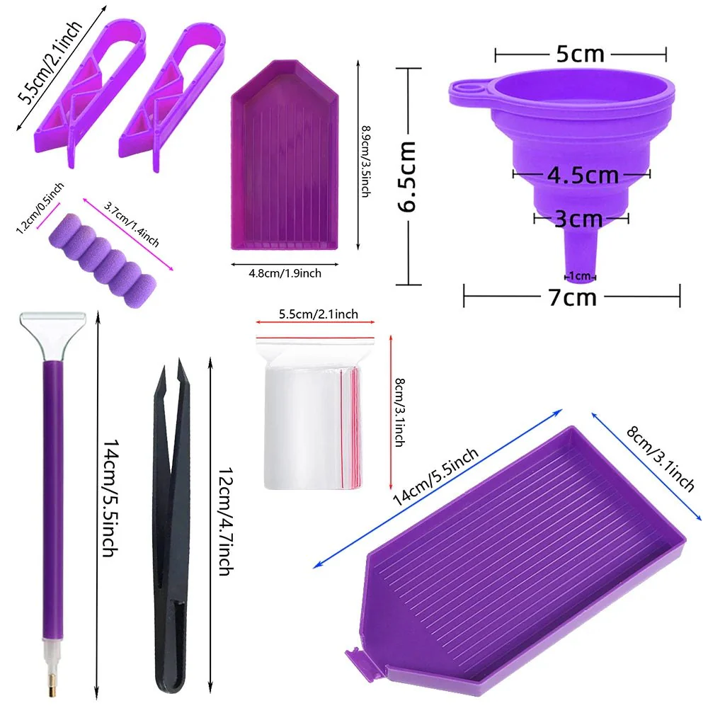 Purple Diamond Painting Accessories Tools Kits - 120pc - Image 3